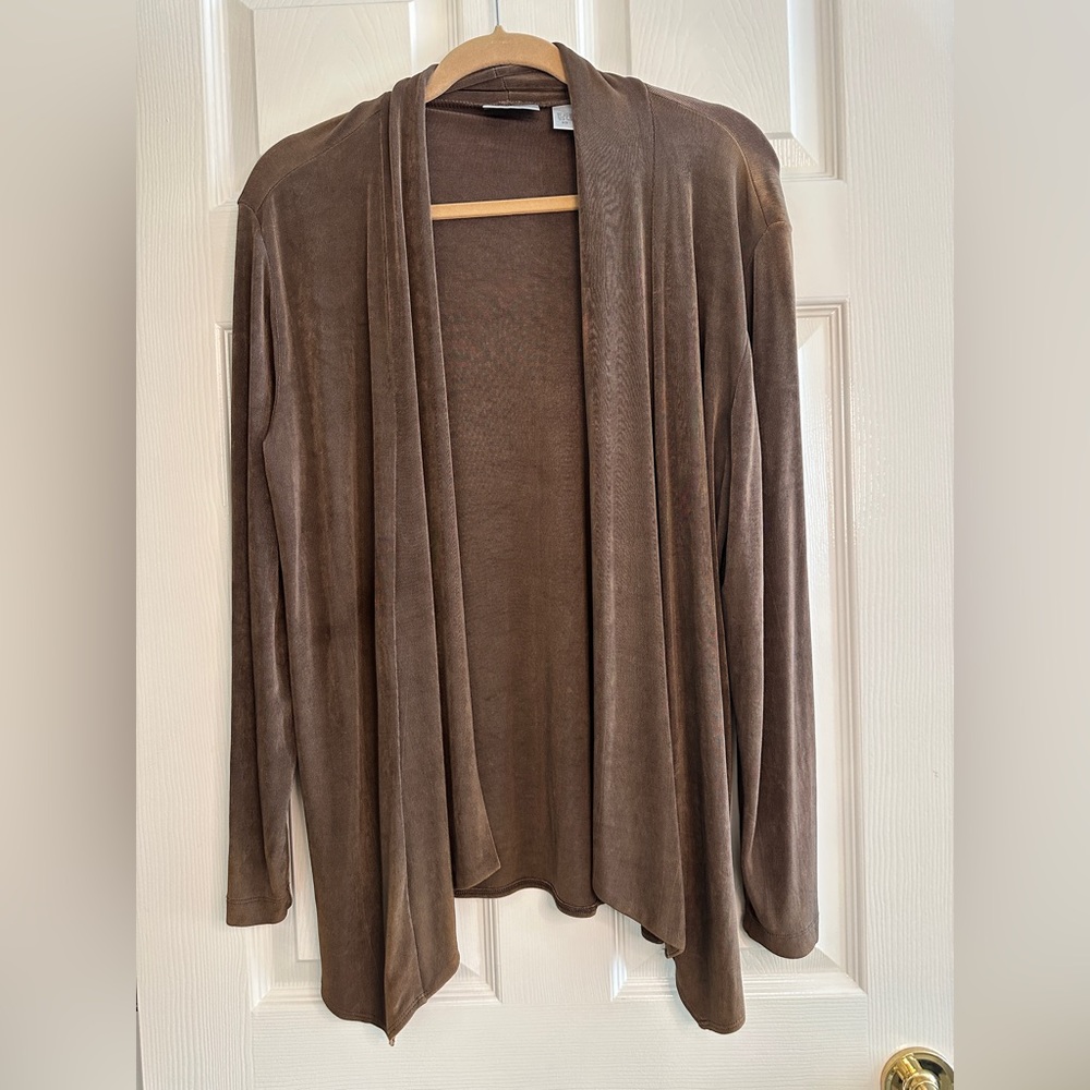 Chico's Travelers Rich Brown Open Cardigan